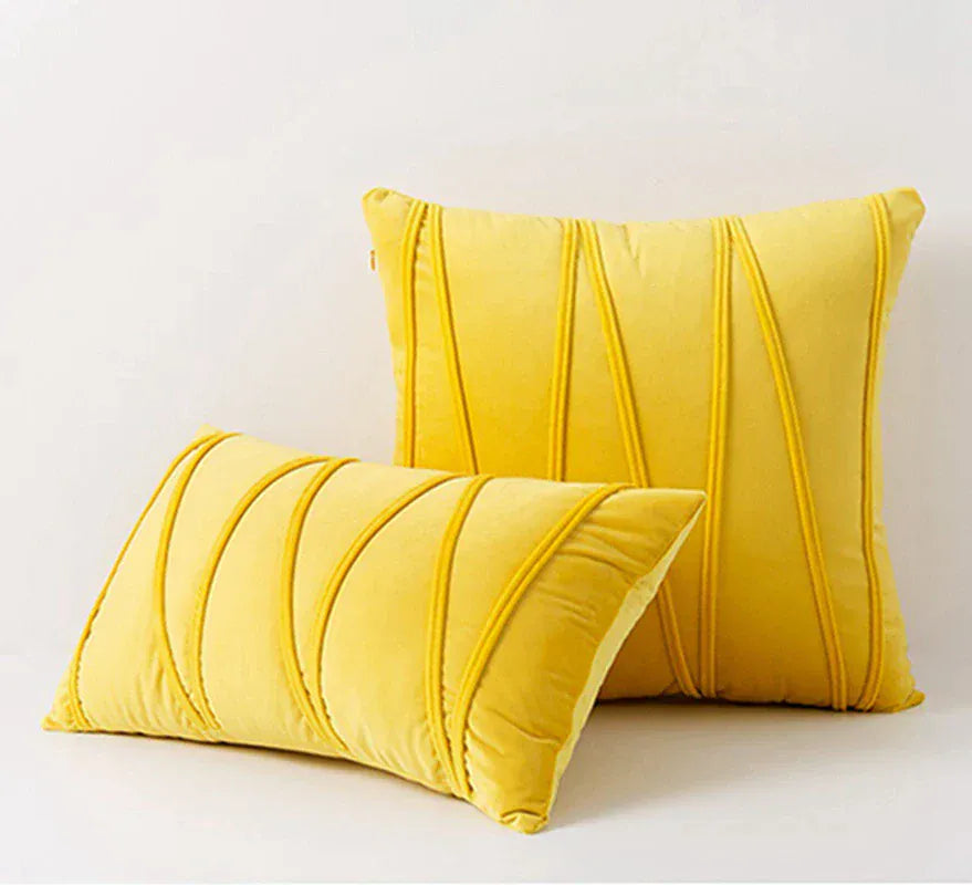 Housse de Coussin en Velours à Ligne Jaune - Jaune / 30x50cm 1pcs cover