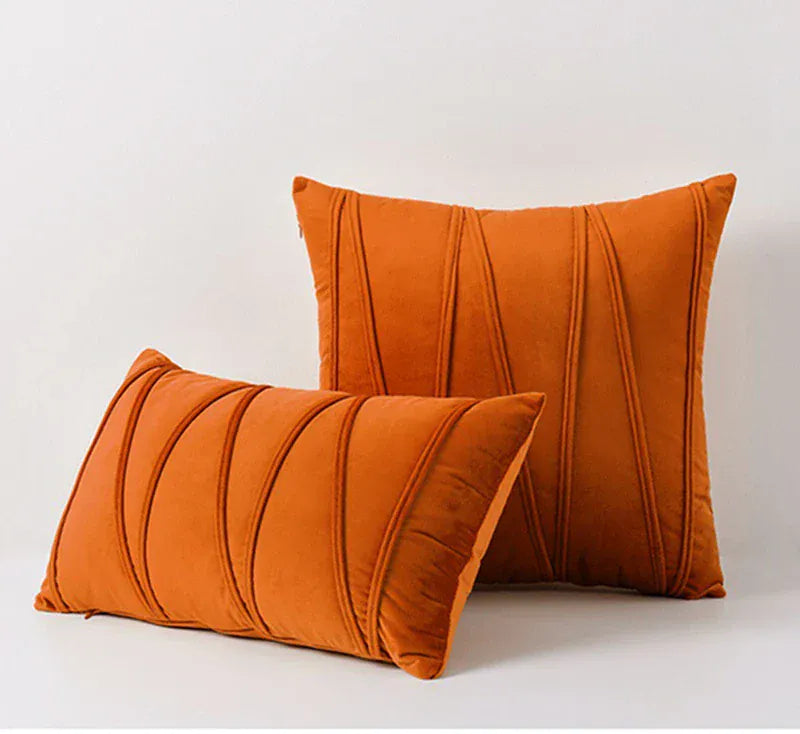 Housse de Coussin en Velours à Ligne Jaune Orange - Orange Jaune / 30x50cm 1pcs cover