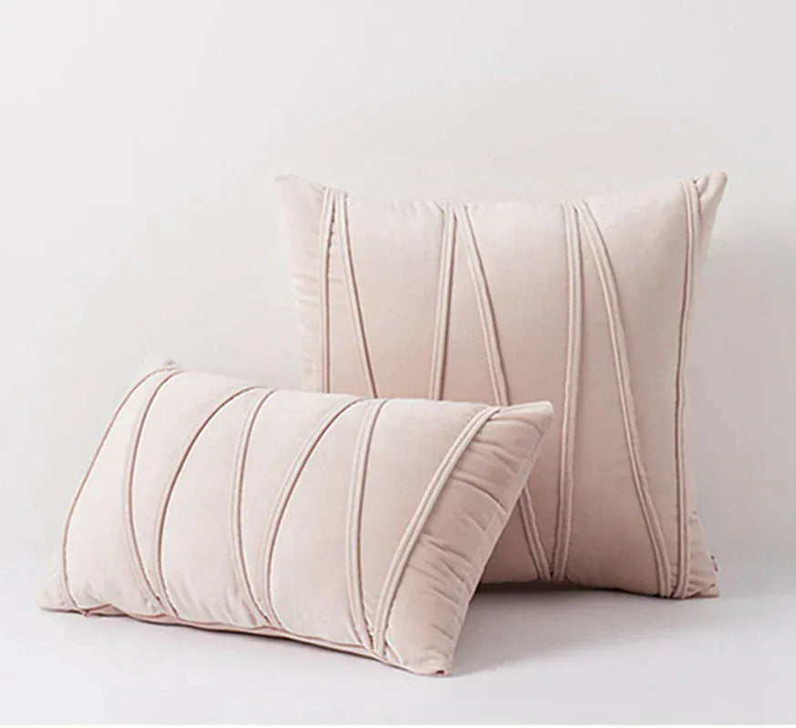 Housse de Coussin en Velours à Ligne Rose - Rose / 30x50cm 1pcs cover