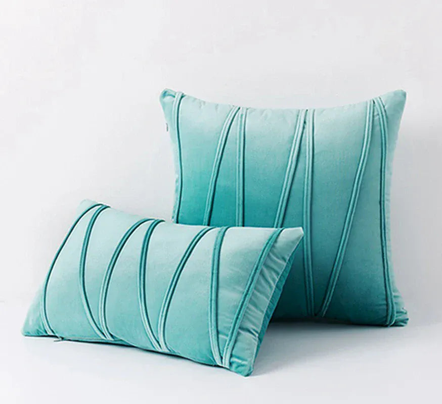 Housse de Coussin en Velours à Ligne Turquoise - Turquoise / 30x50cm 1pcs cover