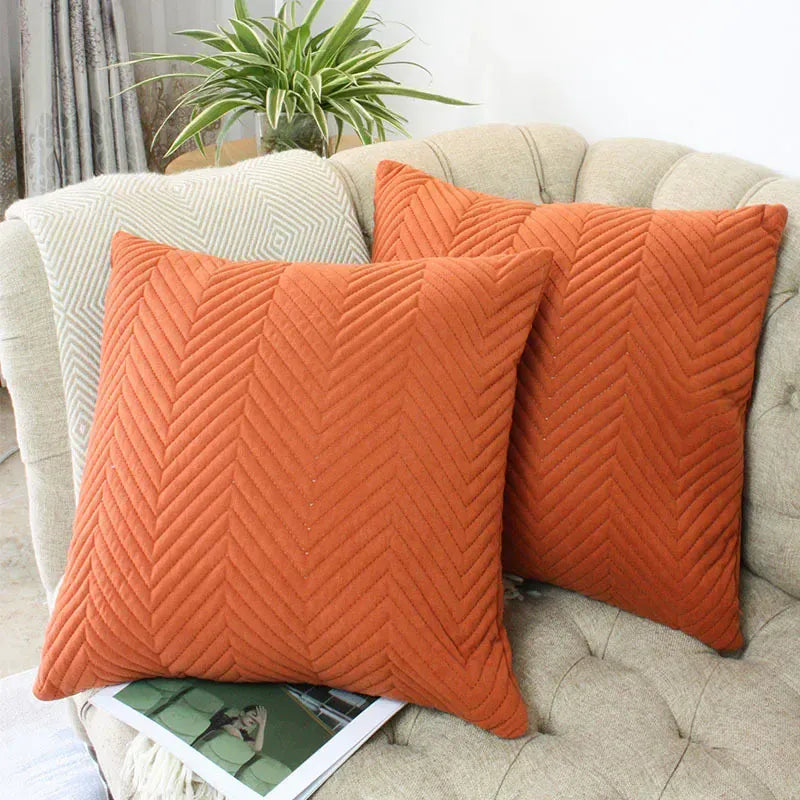 Housse de Coussin en Velours à Vague Orange - Orange / Single-sided