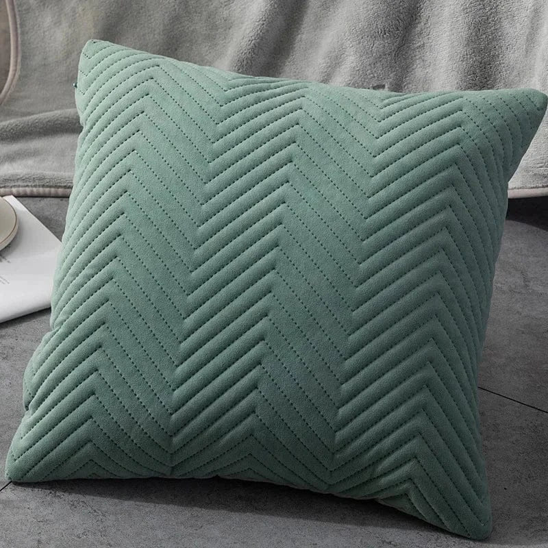 Housse de Coussin en Velours à Vague Vert - Vert / Single-sided
