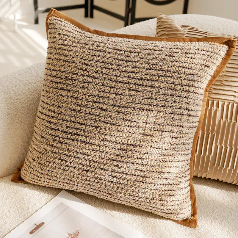 Housse de Coussin Luxe Léger avec Relief Marron - Couleur 21 / (45x45cm)