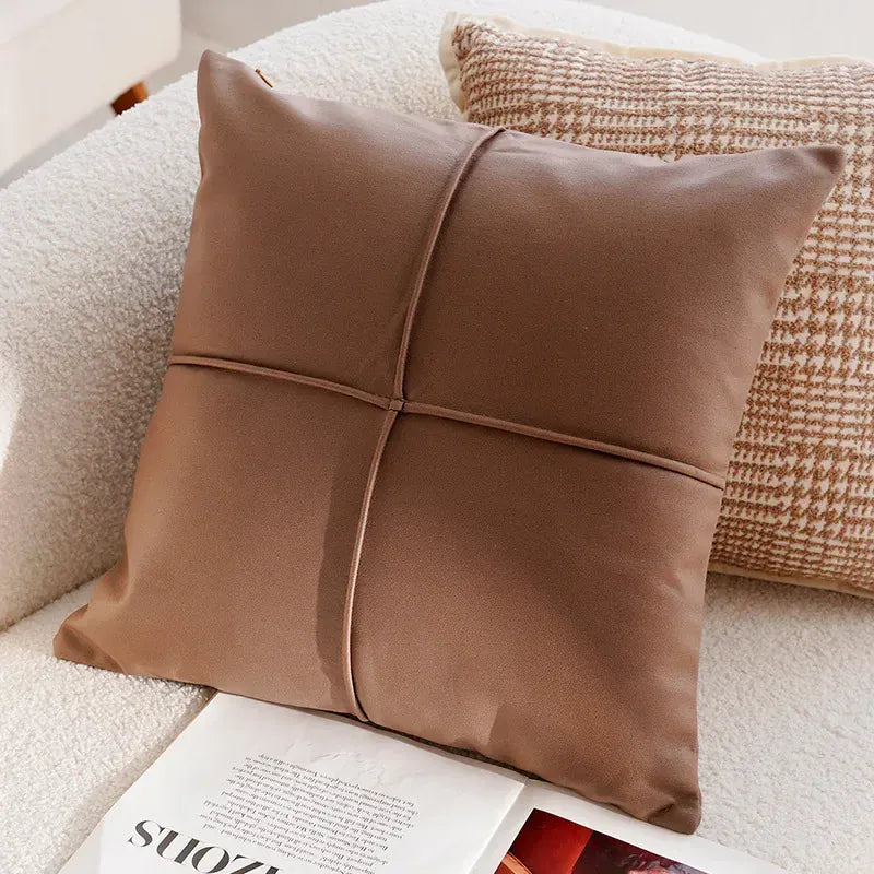 Housse de Coussin Luxe Léger en Croix Marron - Couleur 14 / (45x45cm)