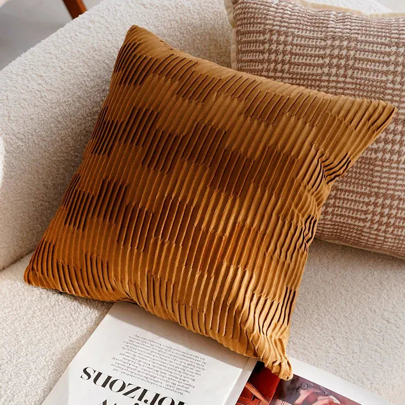 Housse de Coussin Luxe Léger en Relief Marron - Couleur 16 / (45x45cm)