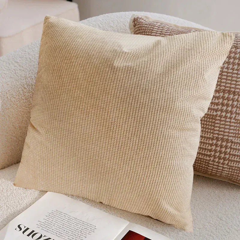 Housse de Coussin Luxe Léger Unie Beige - Couleur 18 / (45x45cm)