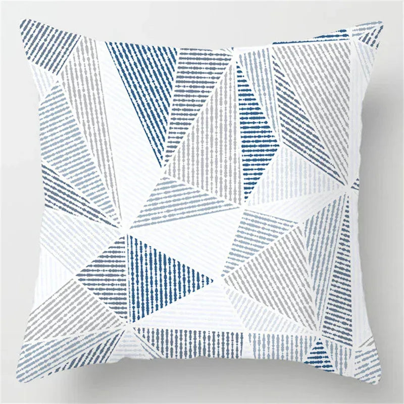 Housse de Coussin Motif Ligne Géométrique Bleu - 27 / 40x40cm