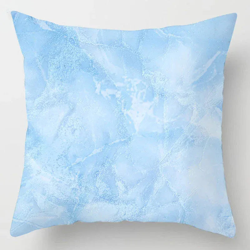 Housse de Coussin Motif Marbre Bleu Ciel - 17 / 40x40cm