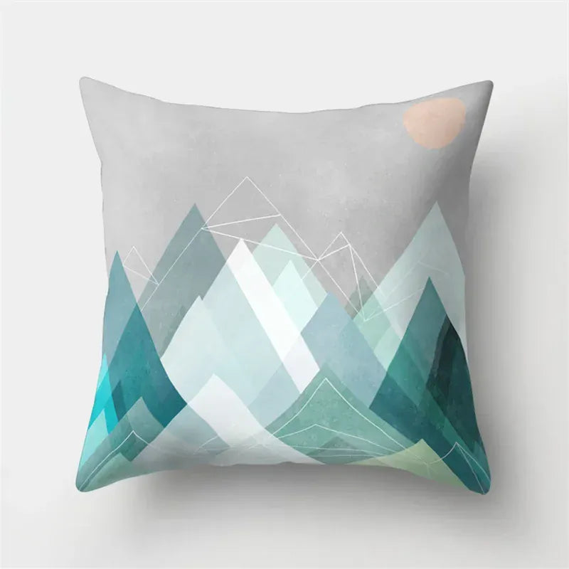 Housse de Coussin Motif Paysage Stylisé - 8 / 40x40cm