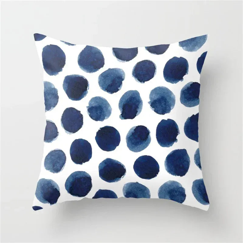 Housse de Coussin Motif Pois Aquarelle Bleu Marine - 36 / 40x40cm