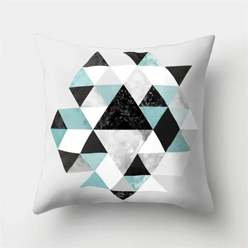 Housse de Coussin Motif Triangle Bleu - 9 / 40x40cm