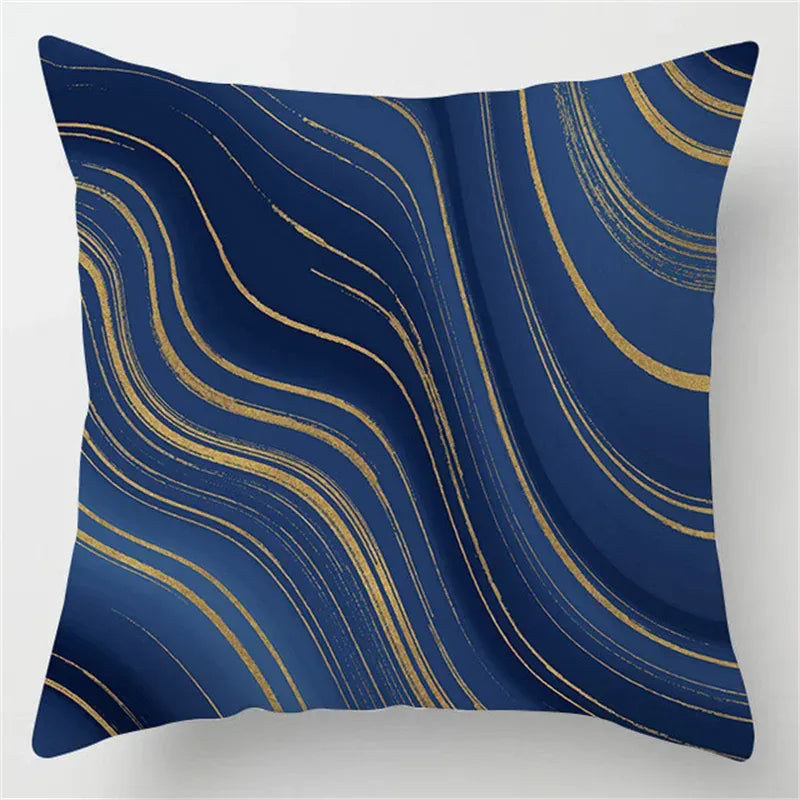 Housse de Coussin Motif Vague Fluide Dorée - 15 / 40x40cm