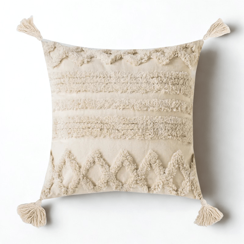Housse de Coussin Touffeté à Pompons Motif Ligne - Default Title / B-45X45CM