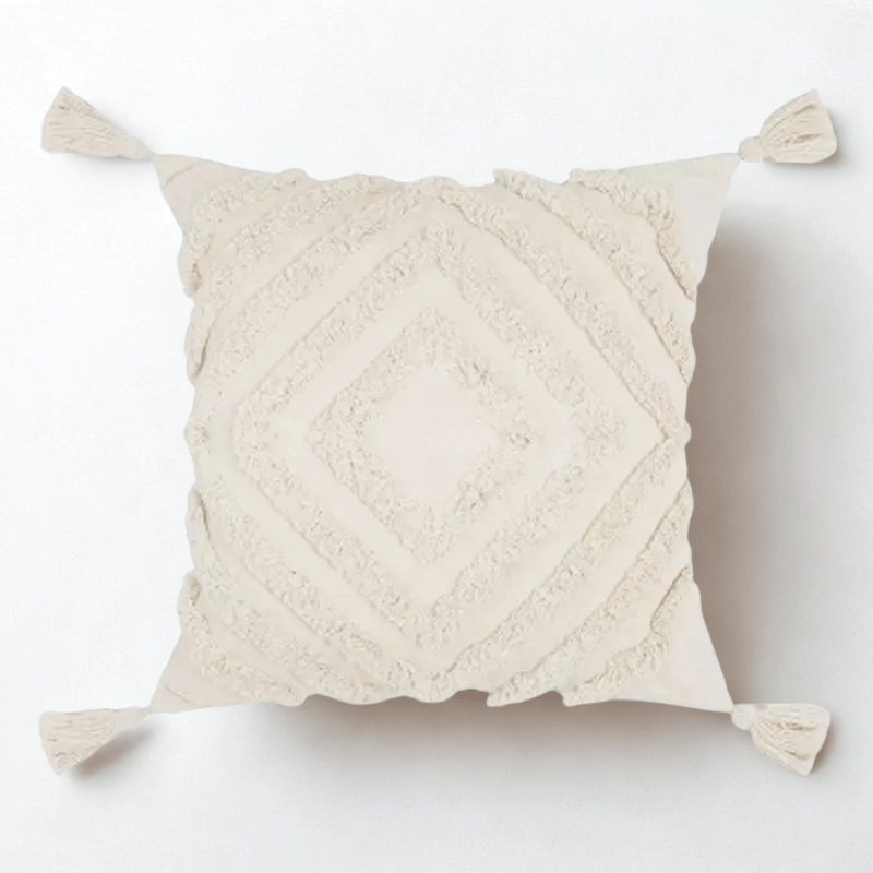 Housse de Coussin Touffeté à Pompons Motif Losange - Default Title / E-45X45CM