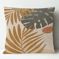 Housses de Coussin en Lin Motif Feuille Orange - 19 / 35x35cm