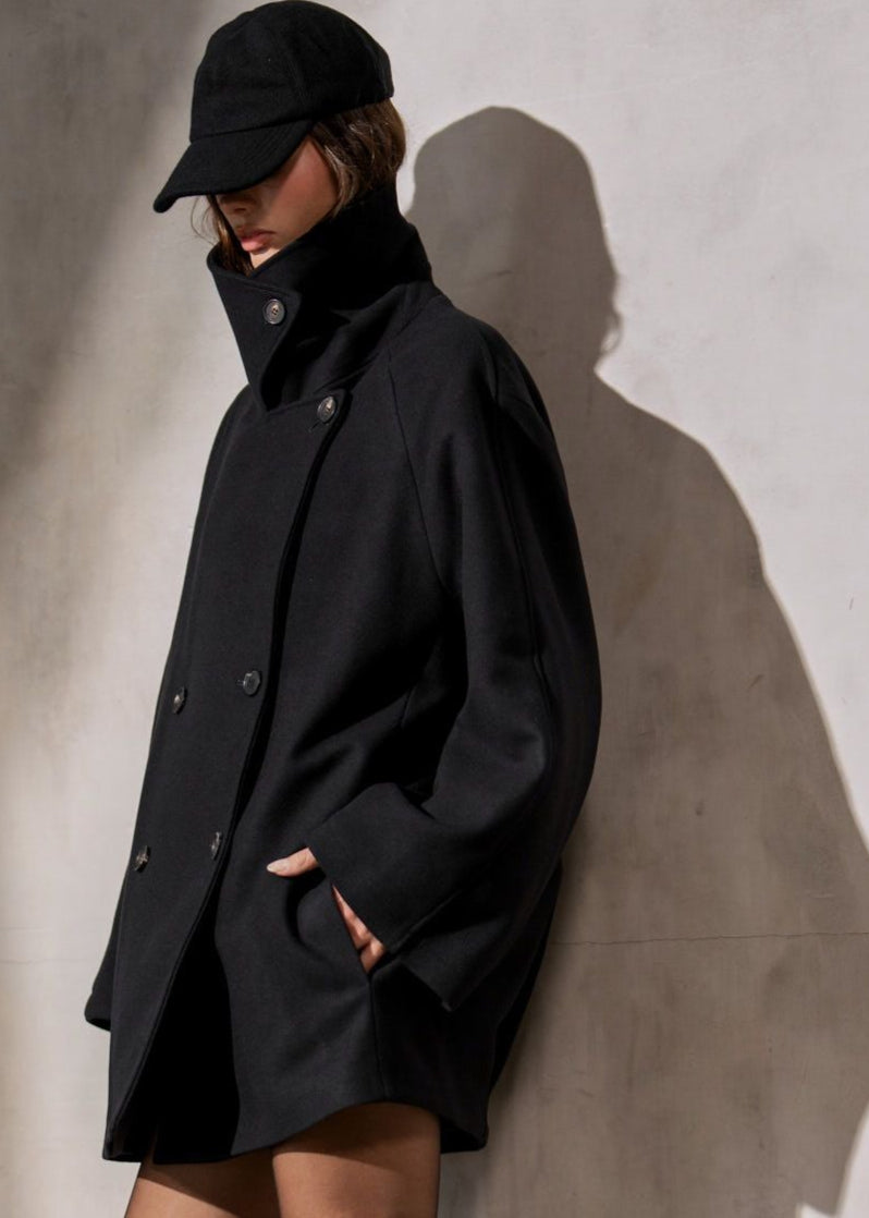 ITALIAN WOOL PEACOAT – Noir - L