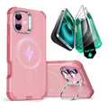 iPhone 16 Plus Cyber Tough Case with Stash Stand Protection Bundle - Pink - Pink