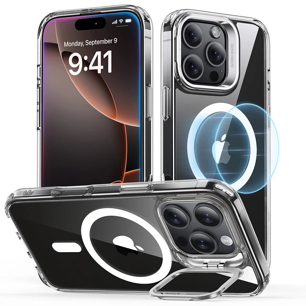 iPhone 16 Pro Classic Hybrid Case with Stash Stand (HaloLock) - Clear - Clear