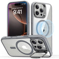 iPhone 16 Pro Classic Hybrid Case with Stash Stand (HaloLock) - Clear Grey - Clear Grey