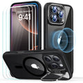 iPhone 16 Pro Classic Hybrid with Stash Stand Protection Bundle - Clear Black - Clear Black