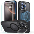 iPhone 16 Pro Max Classic Hybrid with Stash Stand Protection Bundle - Frosted Black - Frosted Black