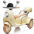 iYofe 12V Electric Motorcycle for Kids, 2 Seater Battery Power Ride on Toys with Slow Start, LED, Music, USB, 3 Wheel Electric Motorcycle for - Beige
