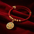 Blessing & Harmony – Eight Treasures Compass Red String Pet Collar - Size M: 2-4.5kg