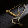 Wealth Blessing – Golden Dzi Bead & Yellow Jambhala Braided Necklace
