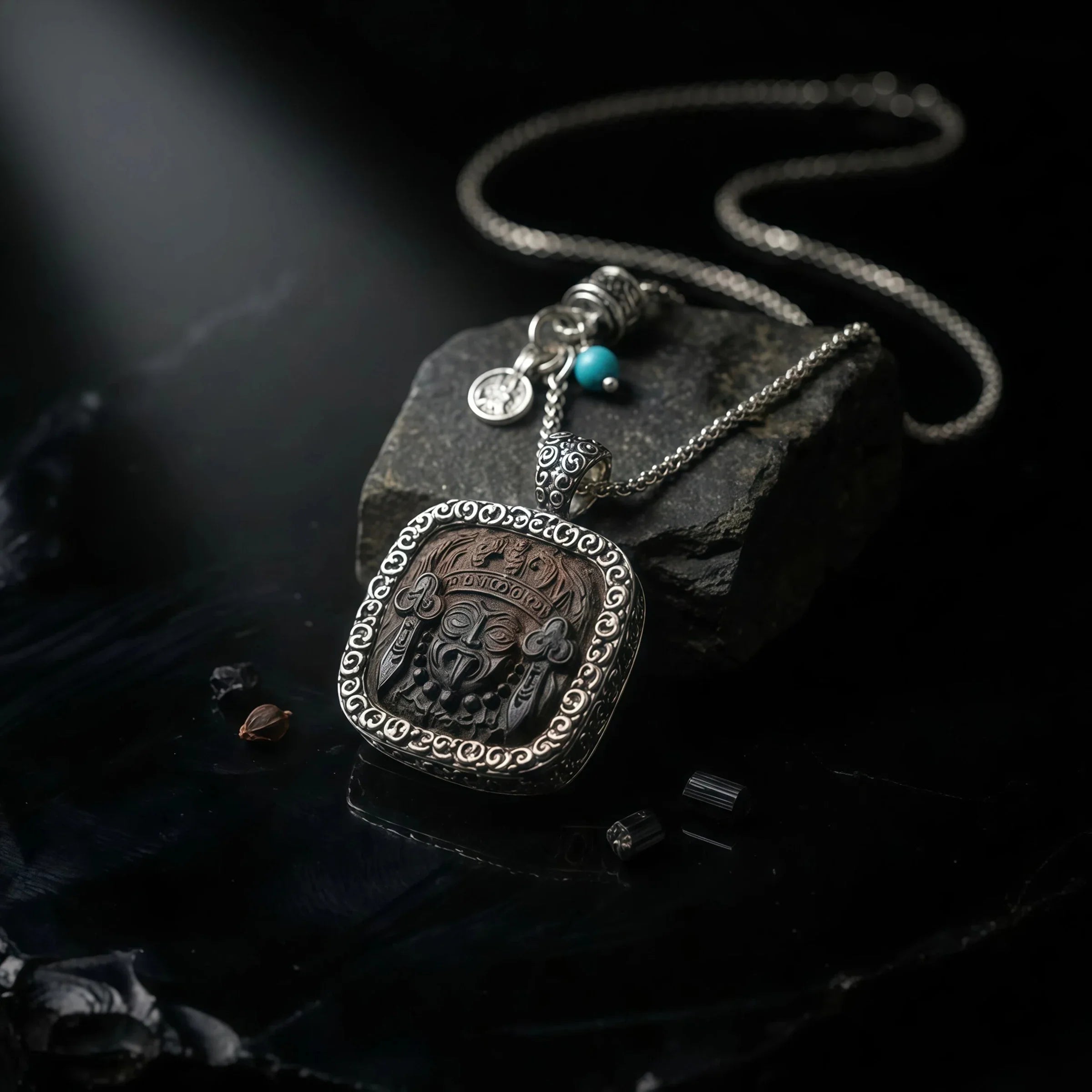 Wealth Attraction – Black Ebony Zaki Lhamo Tibetan Silver Necklace