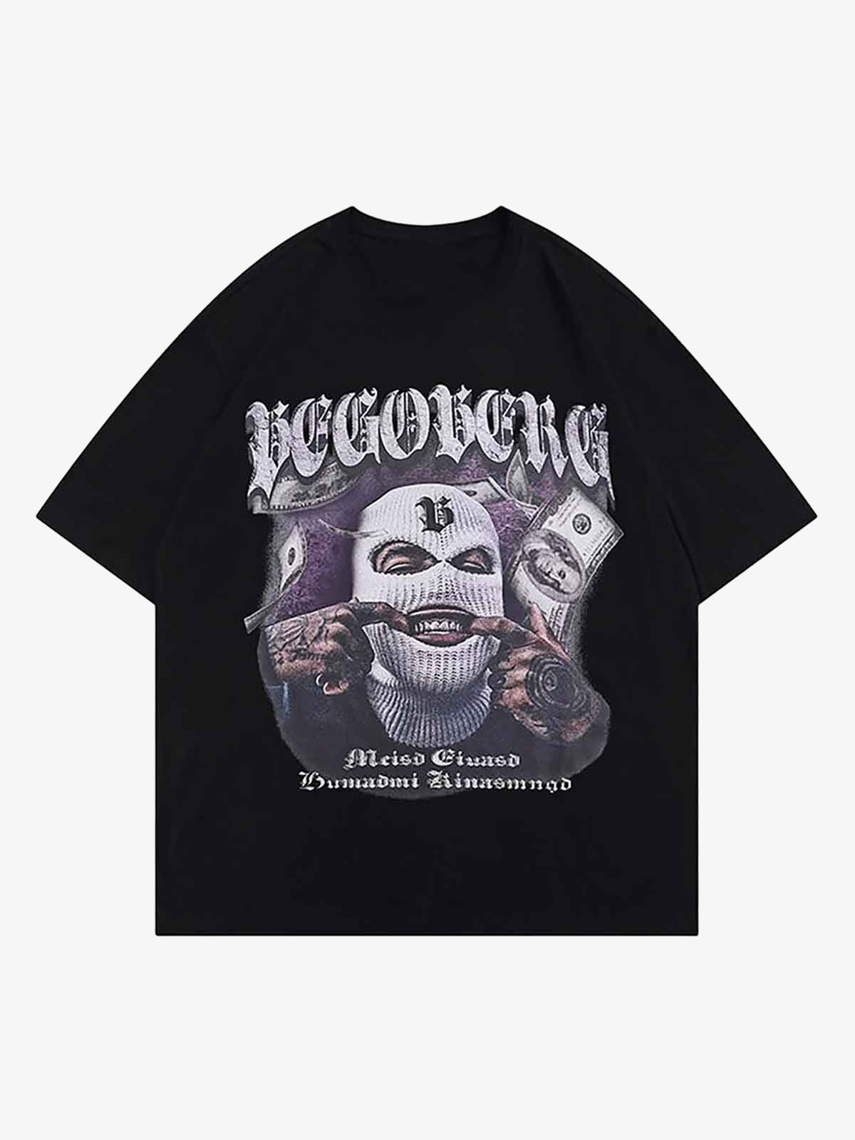 Thesupermade Masked Gangster Portrait Printed T-Shirt-1533 - Black / XL