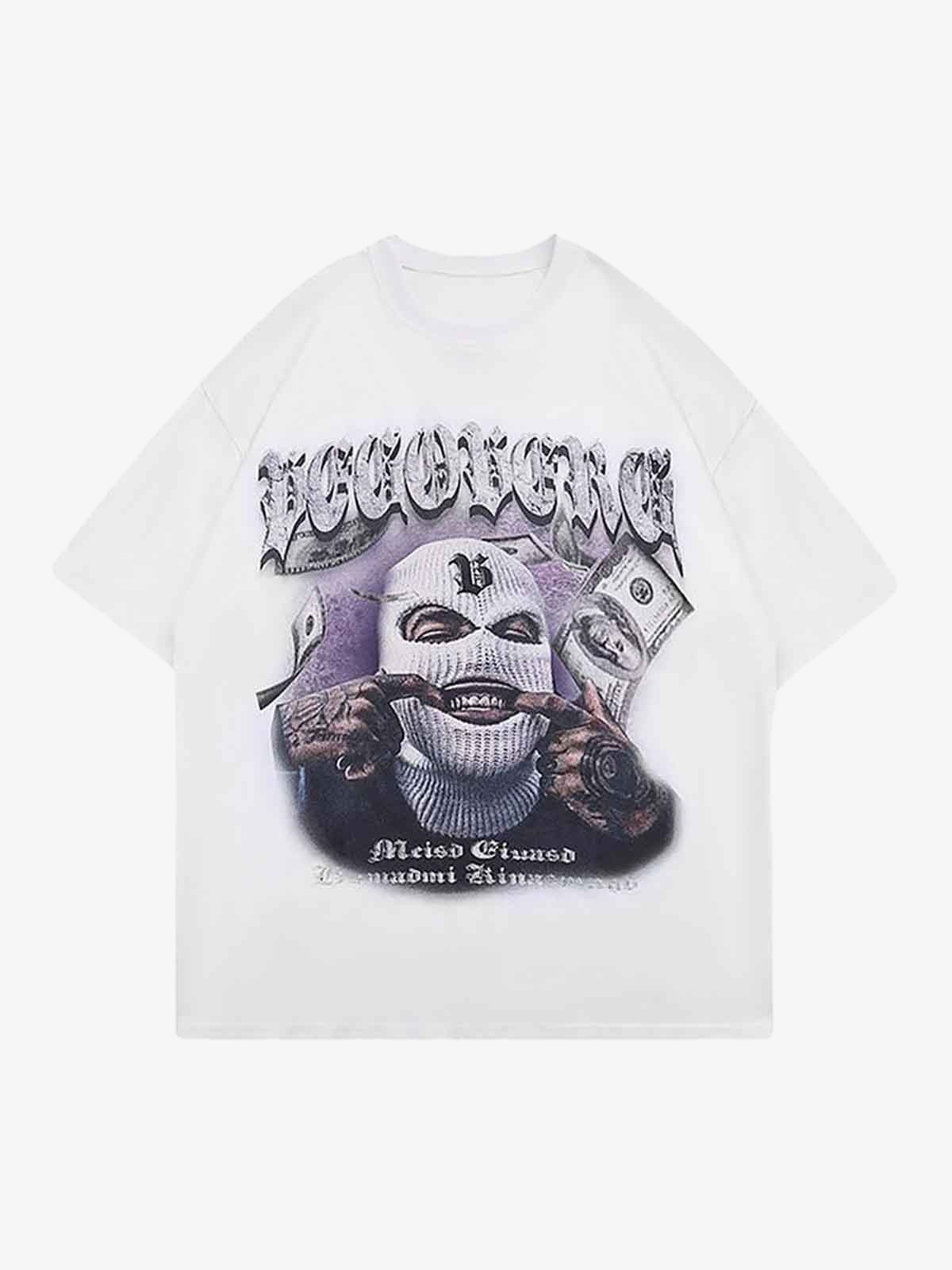 Thesupermade Masked Gangster Portrait Printed T-Shirt-1533 - White / S