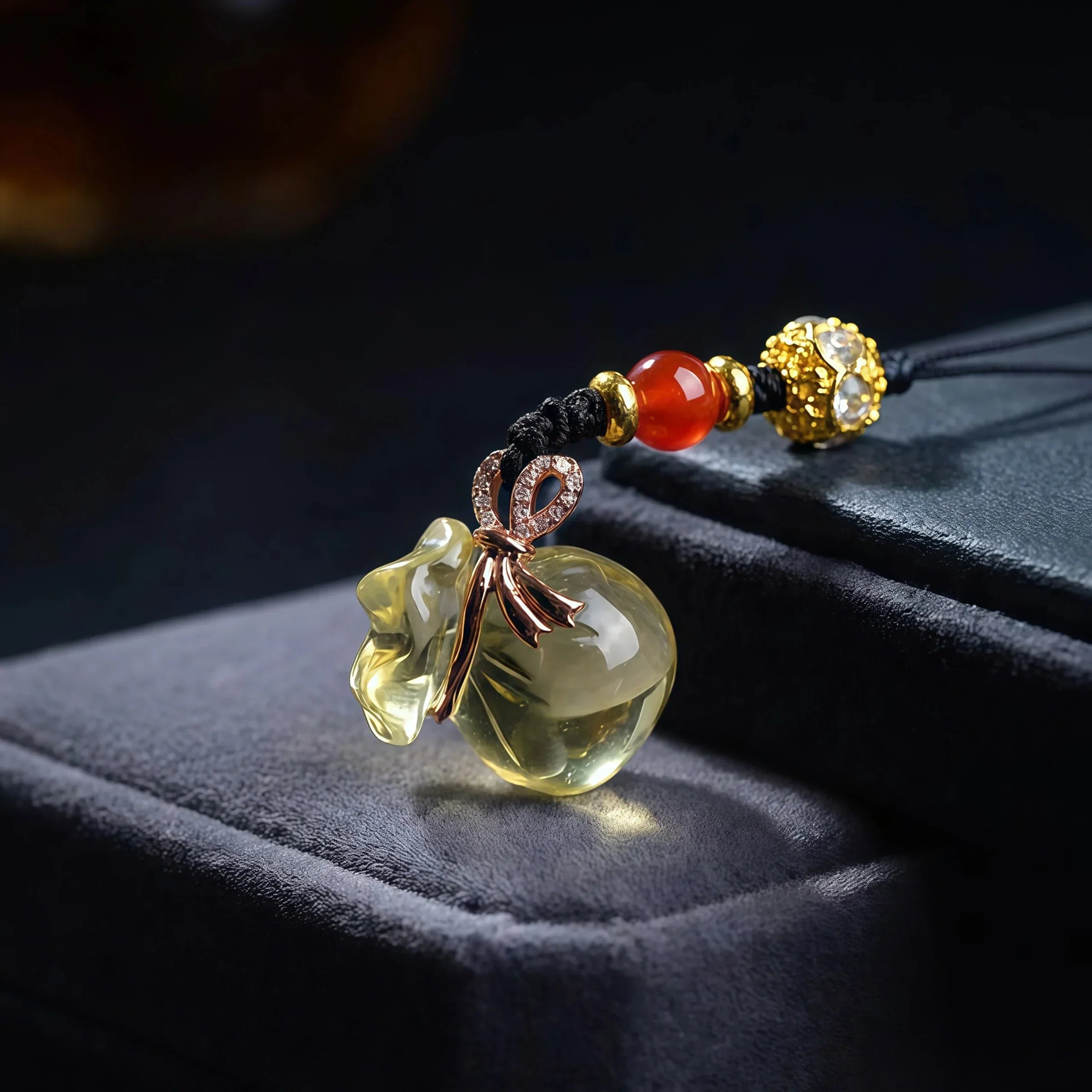 Wealth & Success – Citrine Money Bag Prosperity Talisman Strap
