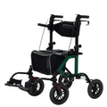 KLD-9224-2 All Terrain 2-in-1 Rollator Walker 10" Wheels - Green