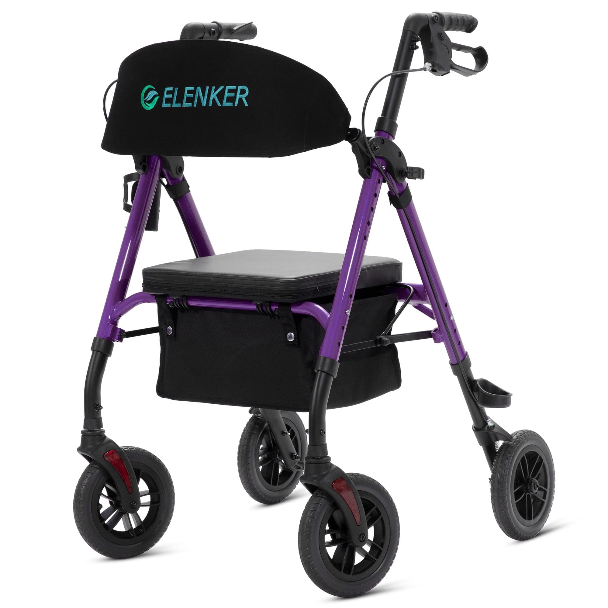 KLD-9218 All Terrain Dual-Brake Rollator Walker 8" Wheels - Purple
