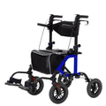 KLD-9224-2 All Terrain 2-in-1 Rollator Walker 10" Wheels - Blue