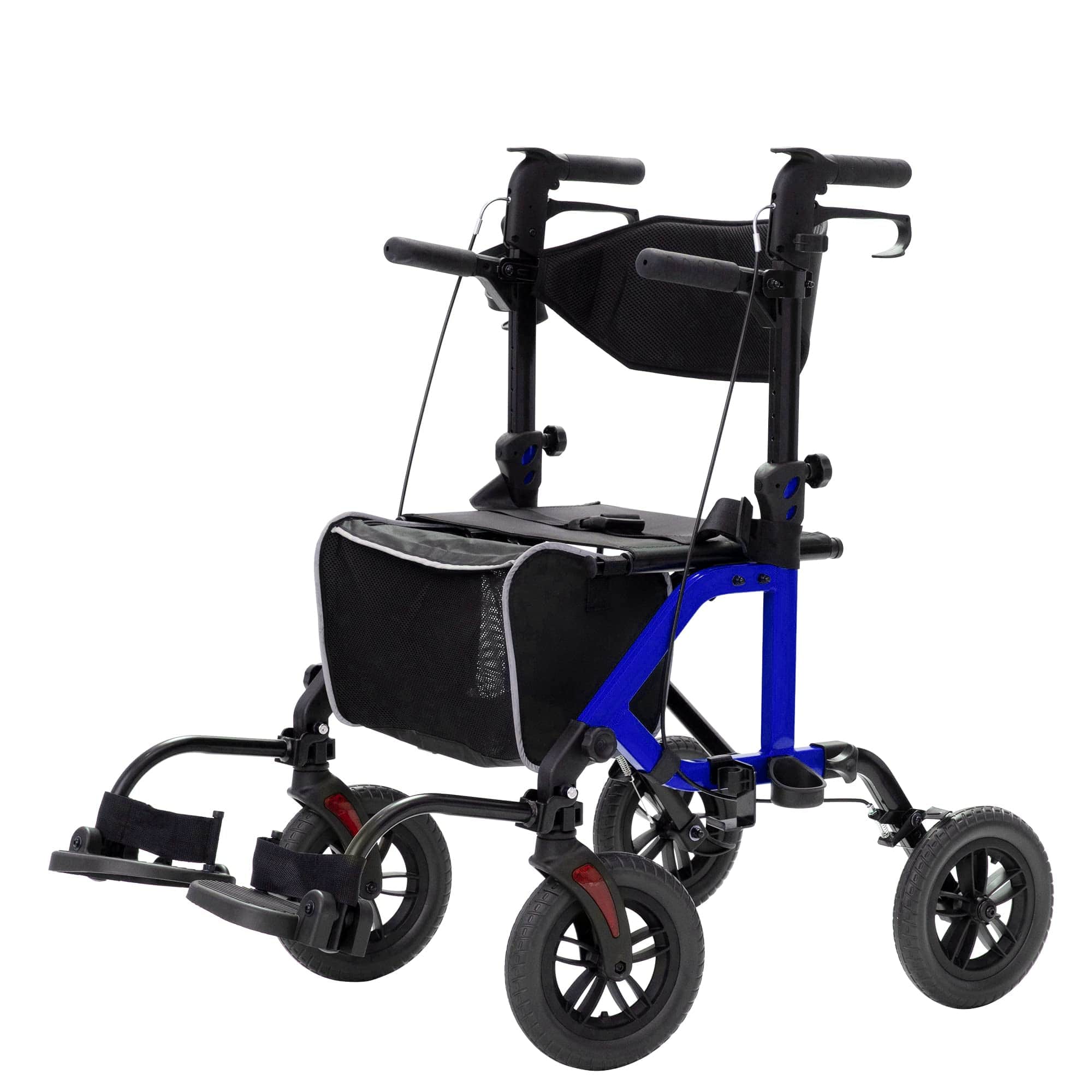 KLD-9224-2 All Terrain 2-in-1 Rollator Walker 10" Wheels - Blue