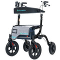 HFK-9210KDB All Terrain Dual-Brake Rollator Walker 12" Wheels - Black