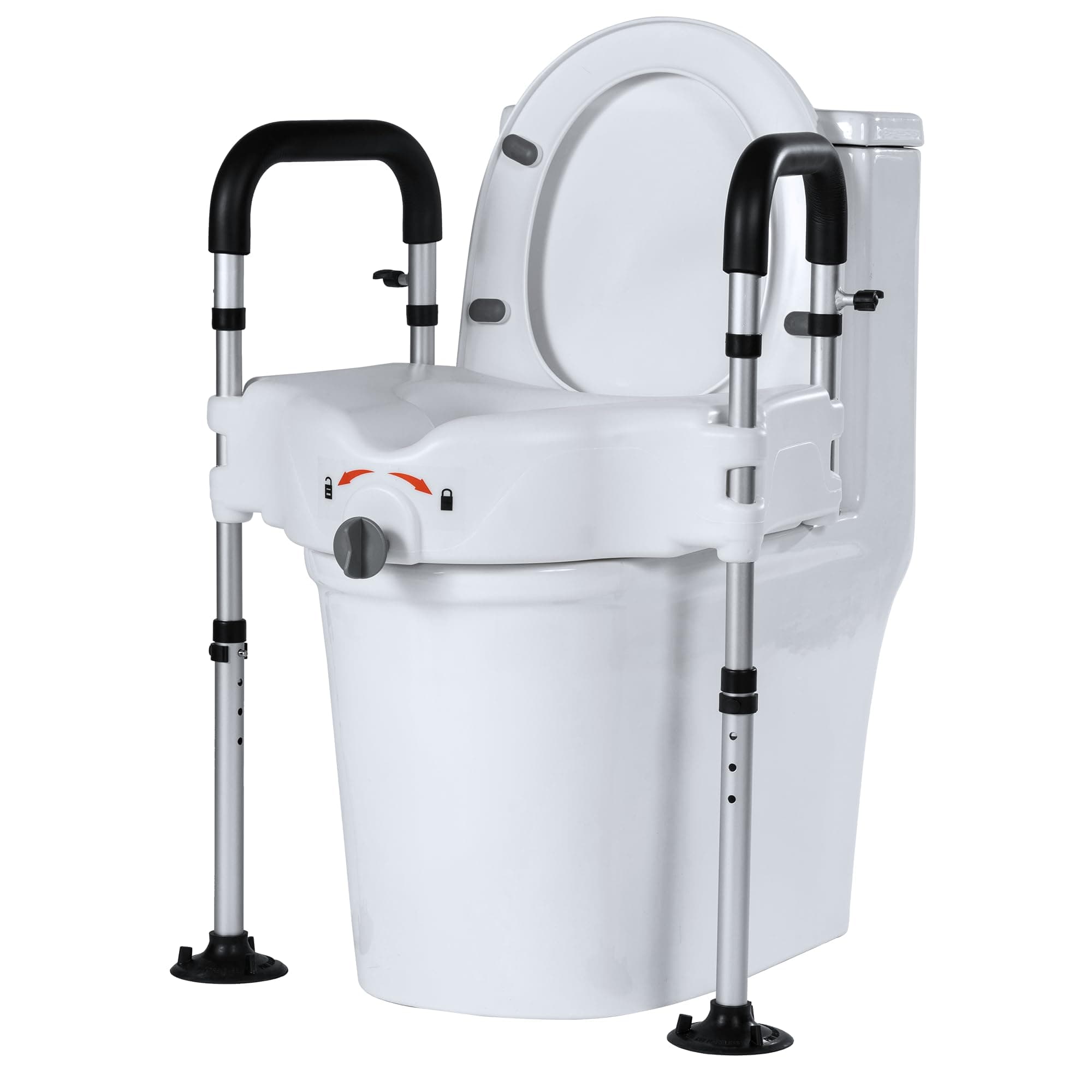 HFK-3377 Height-Adjustable Raised Toilet Seat-Assisted Stand-Up Support - Regular
