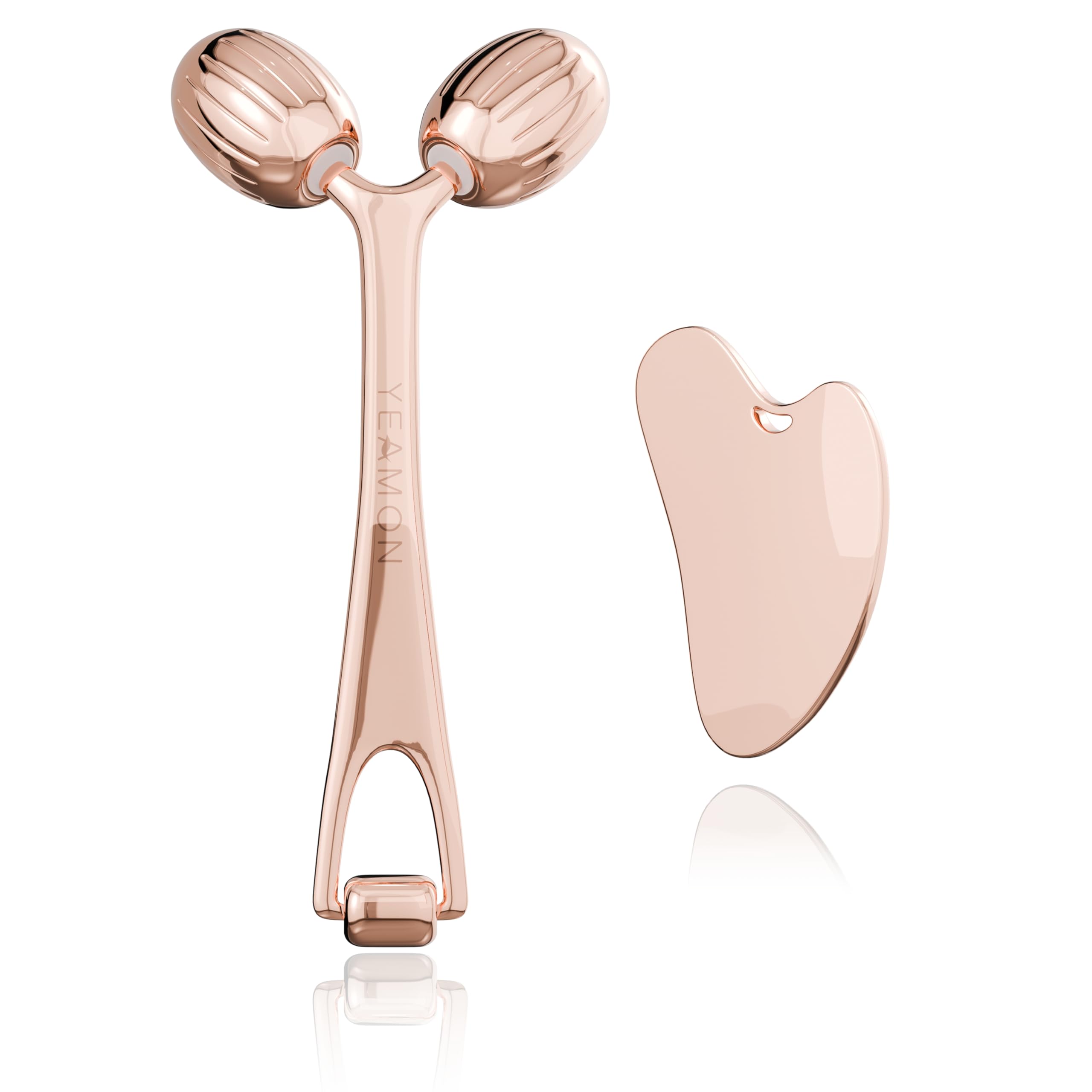 Yeamon Gua Sha Facial Tools and Face Roller Set, Facial Massage Tool for Women’s Skincare Routine,Cooling Stainless Steel Face Sculpting Eyes