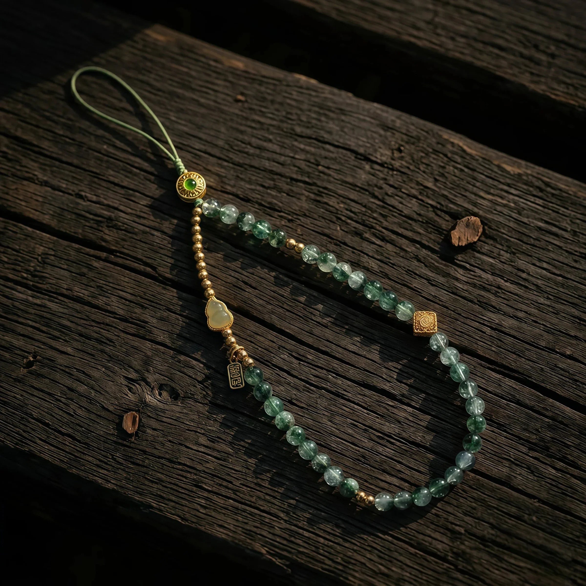 Abundance & Healing – Green Phantom Quartz Phone Strap & Car Charm