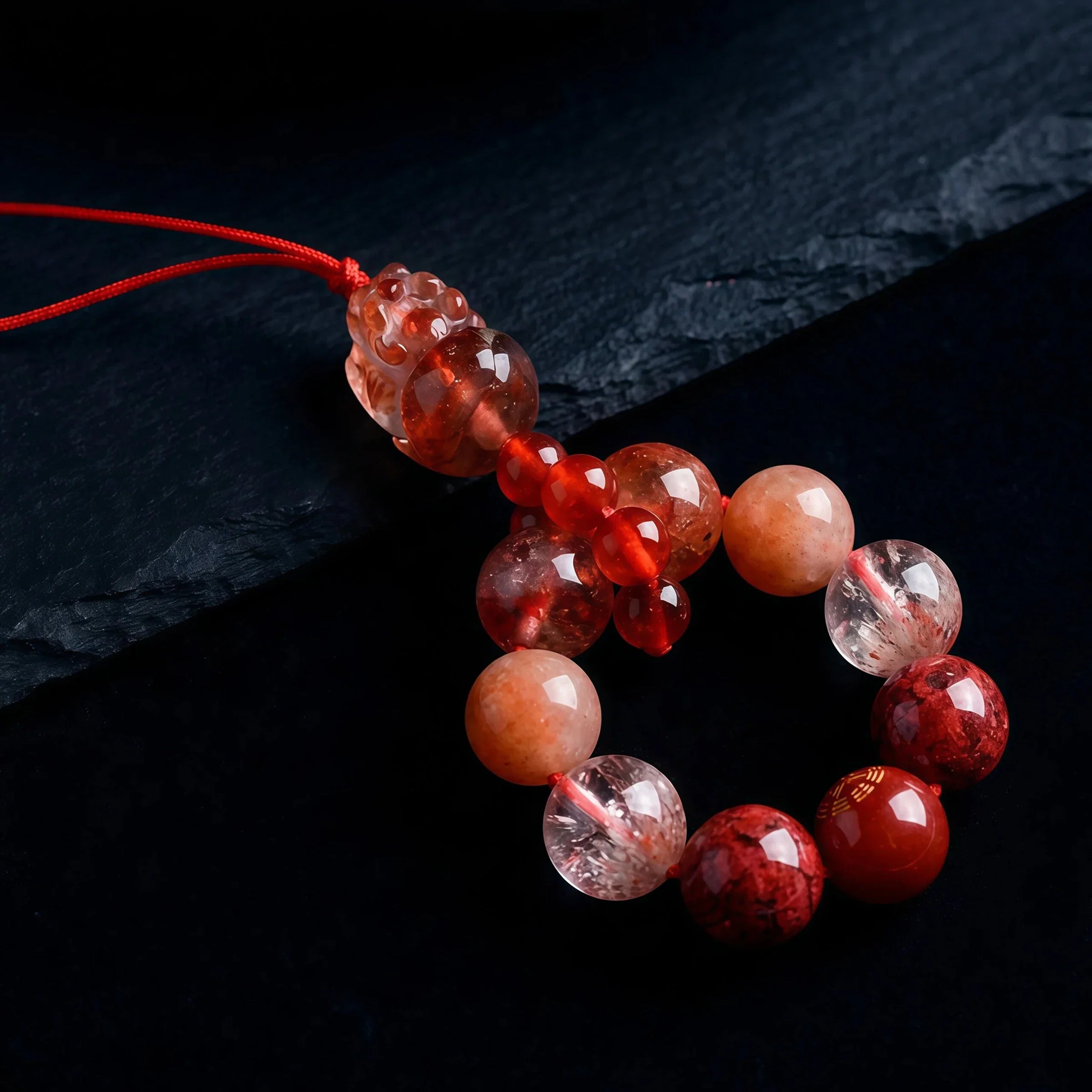 Vitality & Passion – Fire Element Red Crystal Pi Xiu Talisman Strap