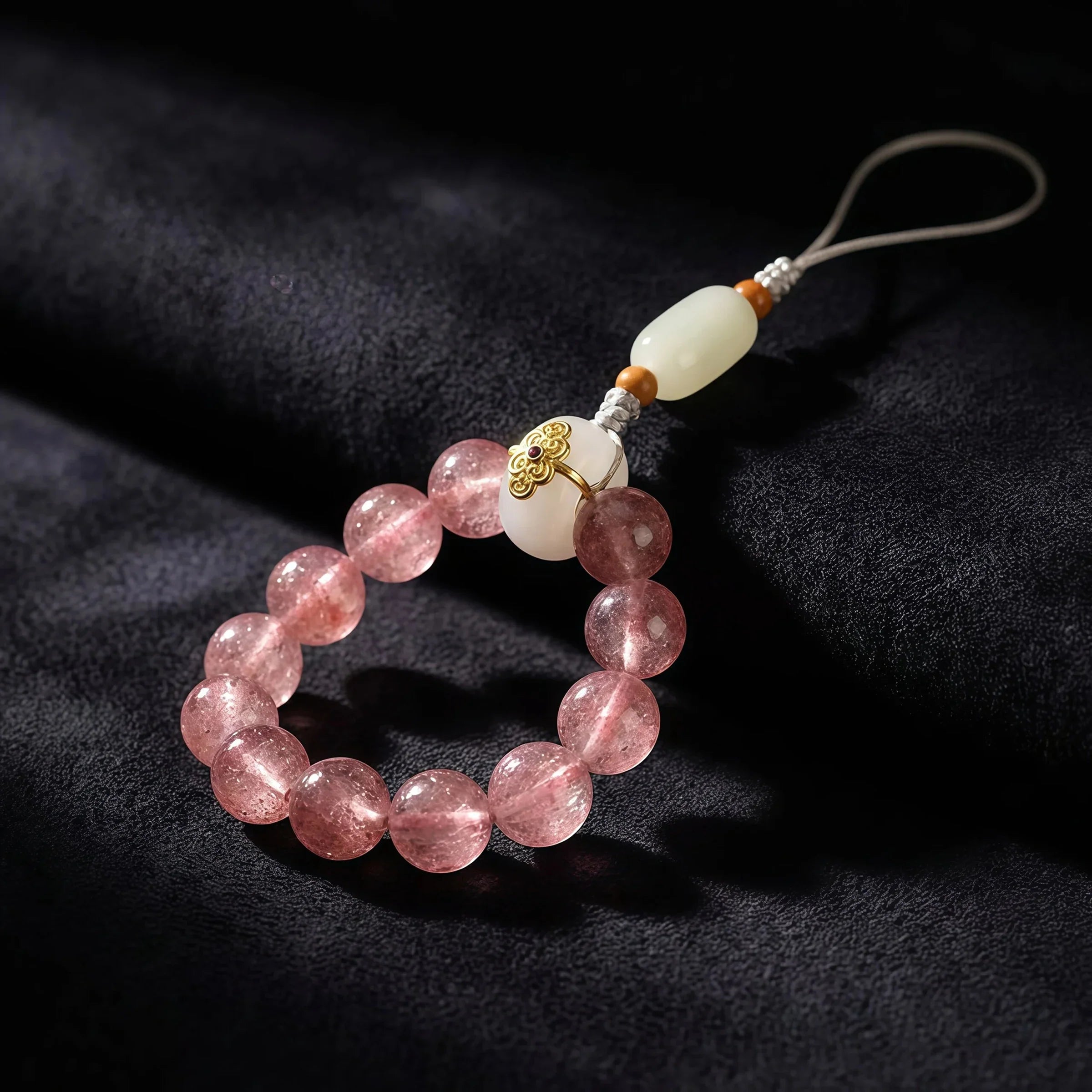 Radiance & Love – Strawberry Quartz & Sunstone Intention Strap