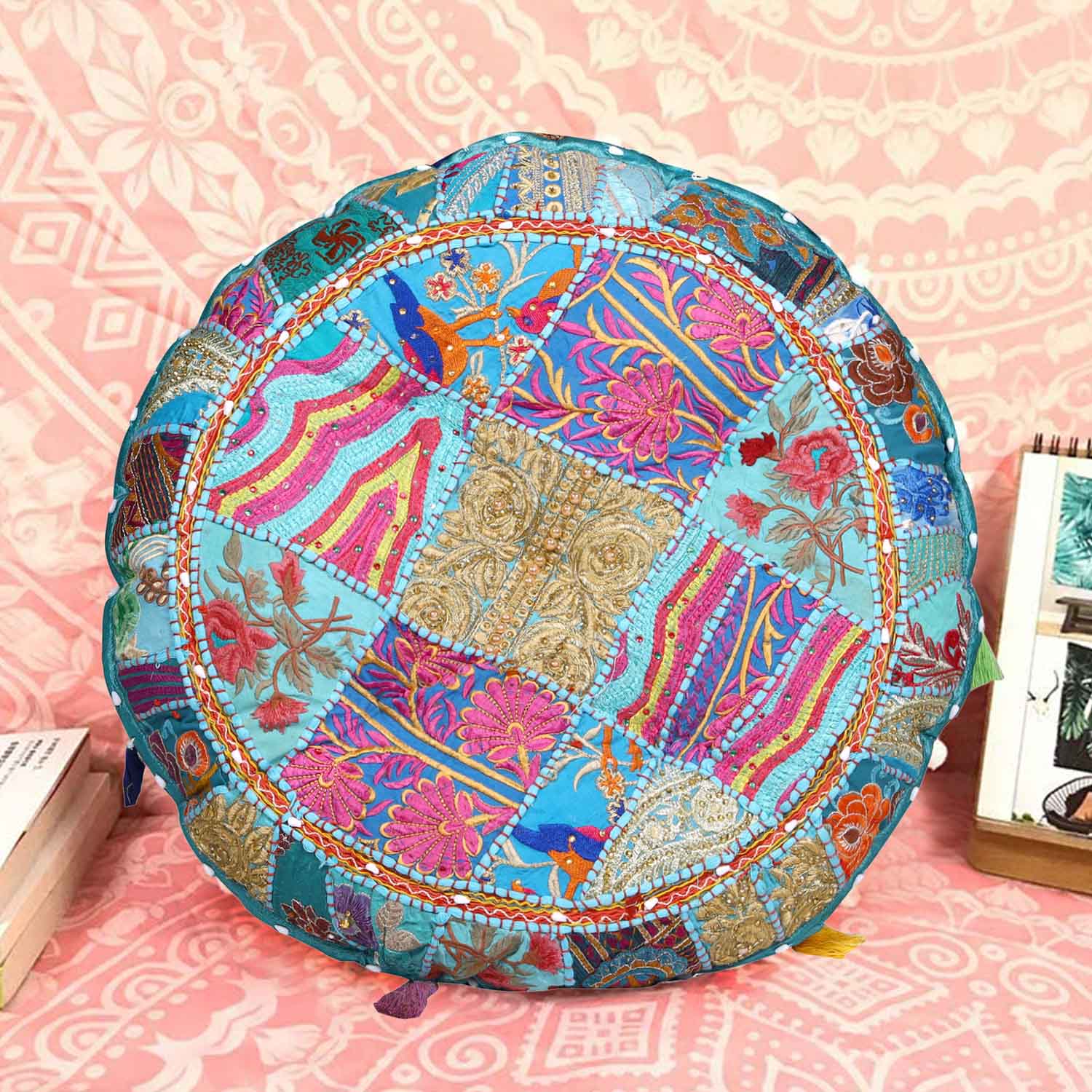 Patchwork Yogakissen Lali Mittel - Türkis