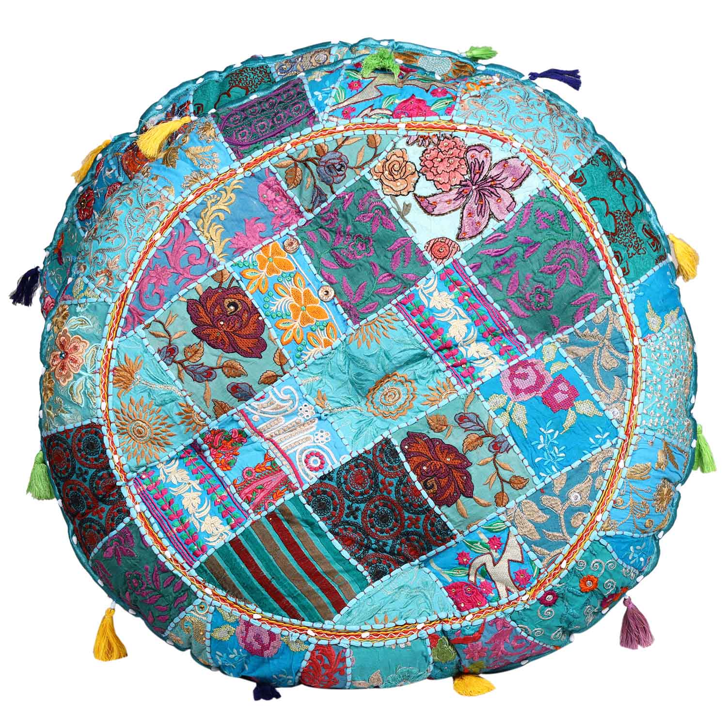 Patchwork Yogakissen Lali Groß - Türkis