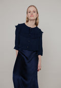 Keira Split Collar Blouse In Navy - 14