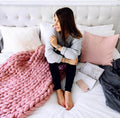 super chunky knit blanket | giant yarn blanket - 20*20 inches / Pink