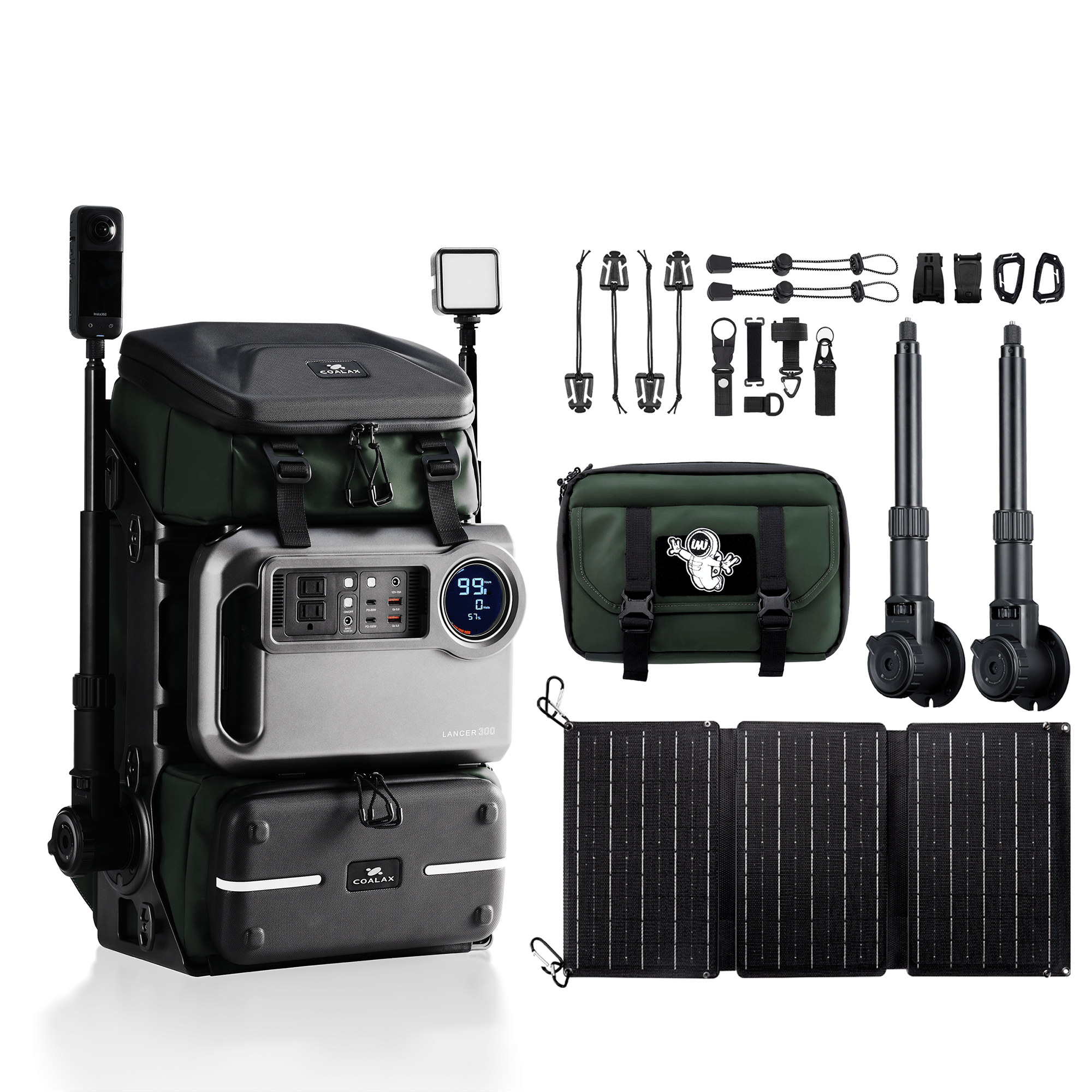 Lancer300 Modular Outdoor Backpack with Power and Magic Arm - Lancer300 Combo / Green
