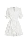 Lido White Long Sleeve Ruffle Dress - M