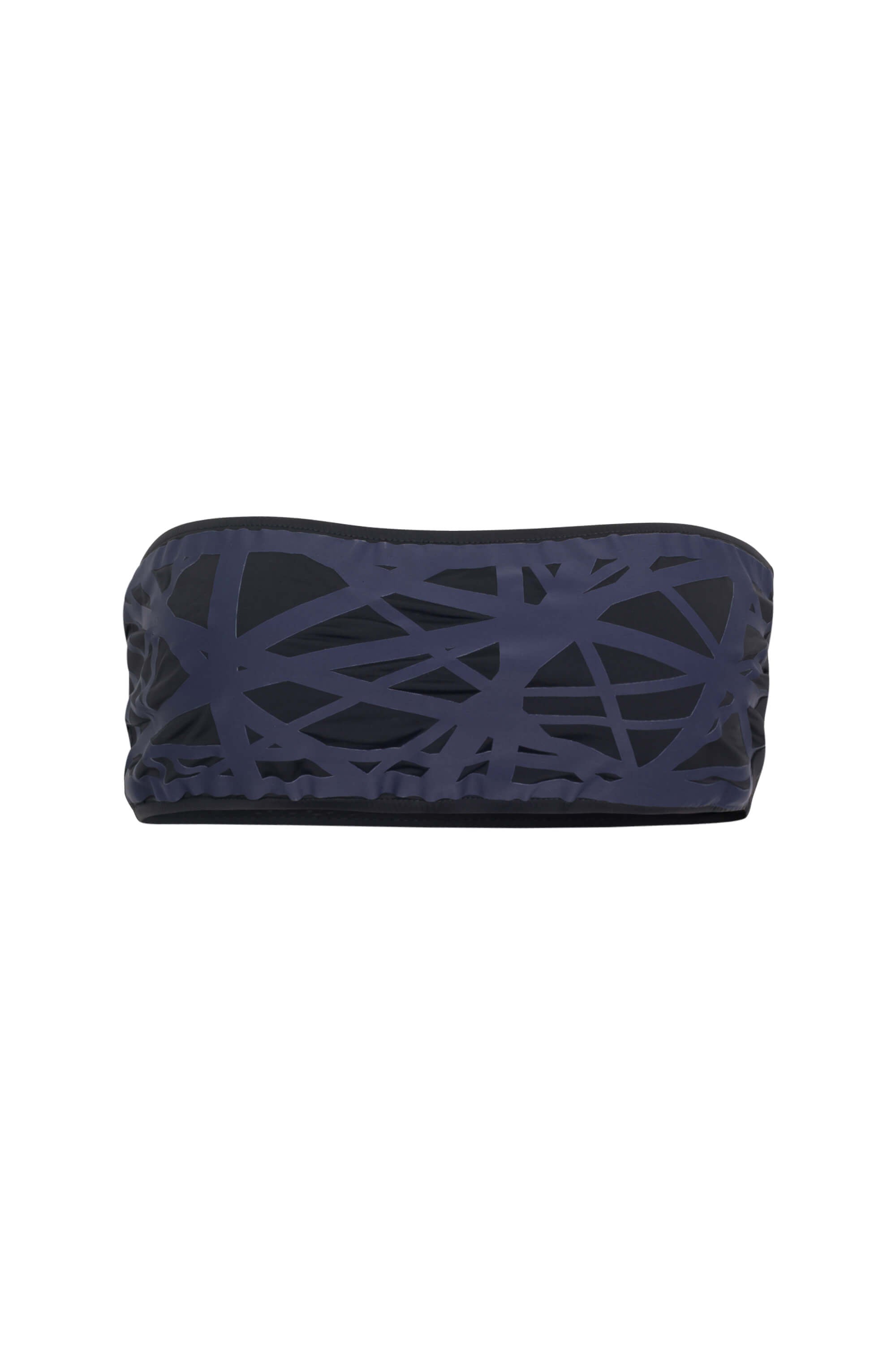 Lillian Strapless Bikini Top in Black/Navy - Small