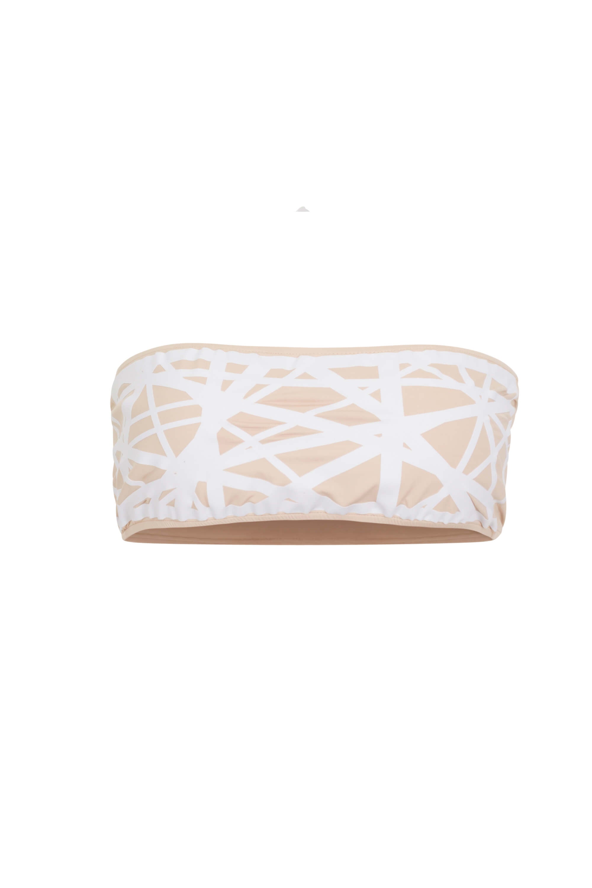 Lillian Bandeau Bikini Top in Camel/White - Large